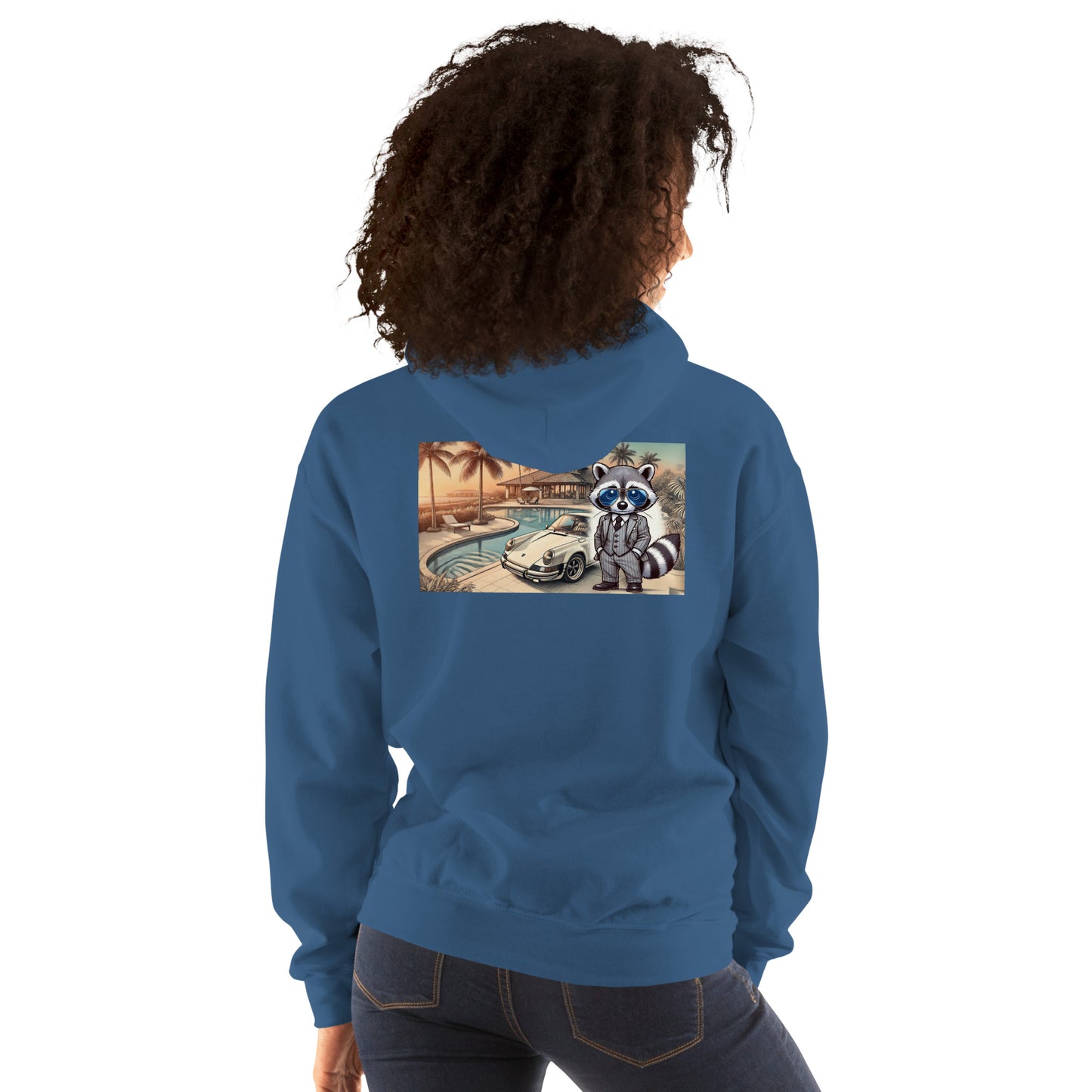 Kleur hoodie met print op de achterkant "Carrera in Summer"