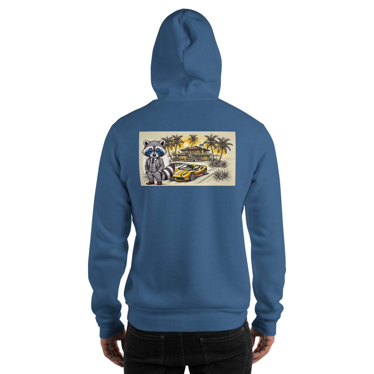 Kleur hoodie met print op de achterkant "488 in Summer"