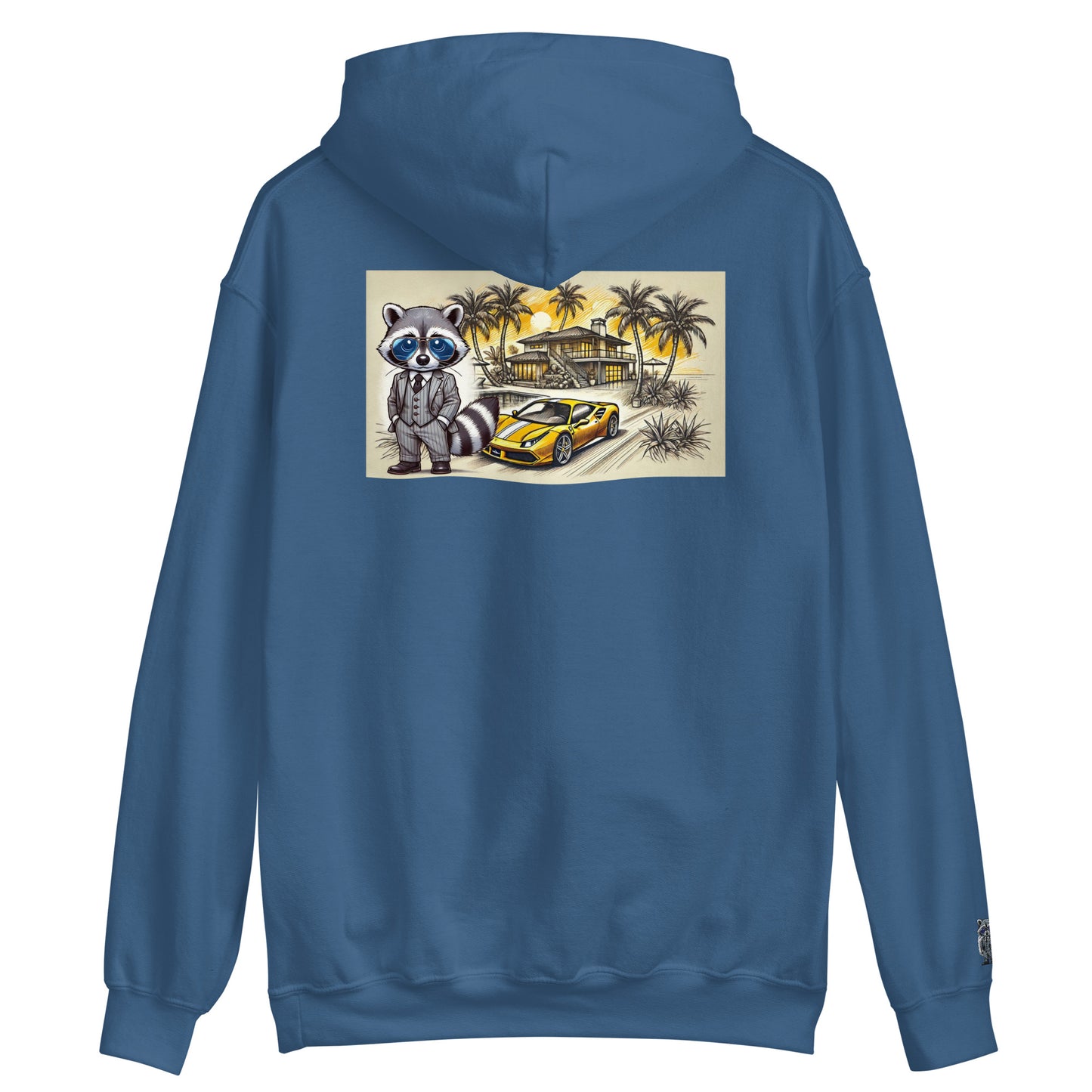 Kleur hoodie met print op de achterkant "488 in Summer"