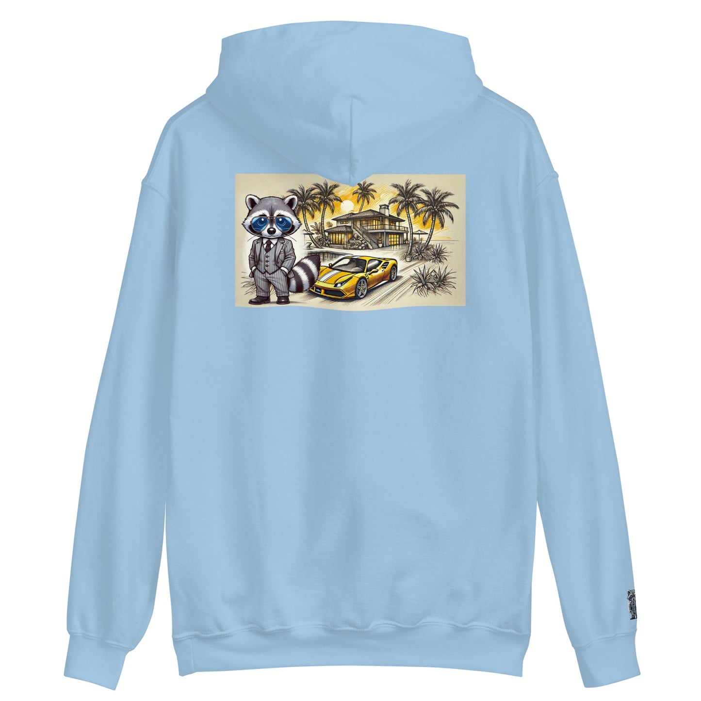 Kleur hoodie met print op de achterkant "488 in Summer"