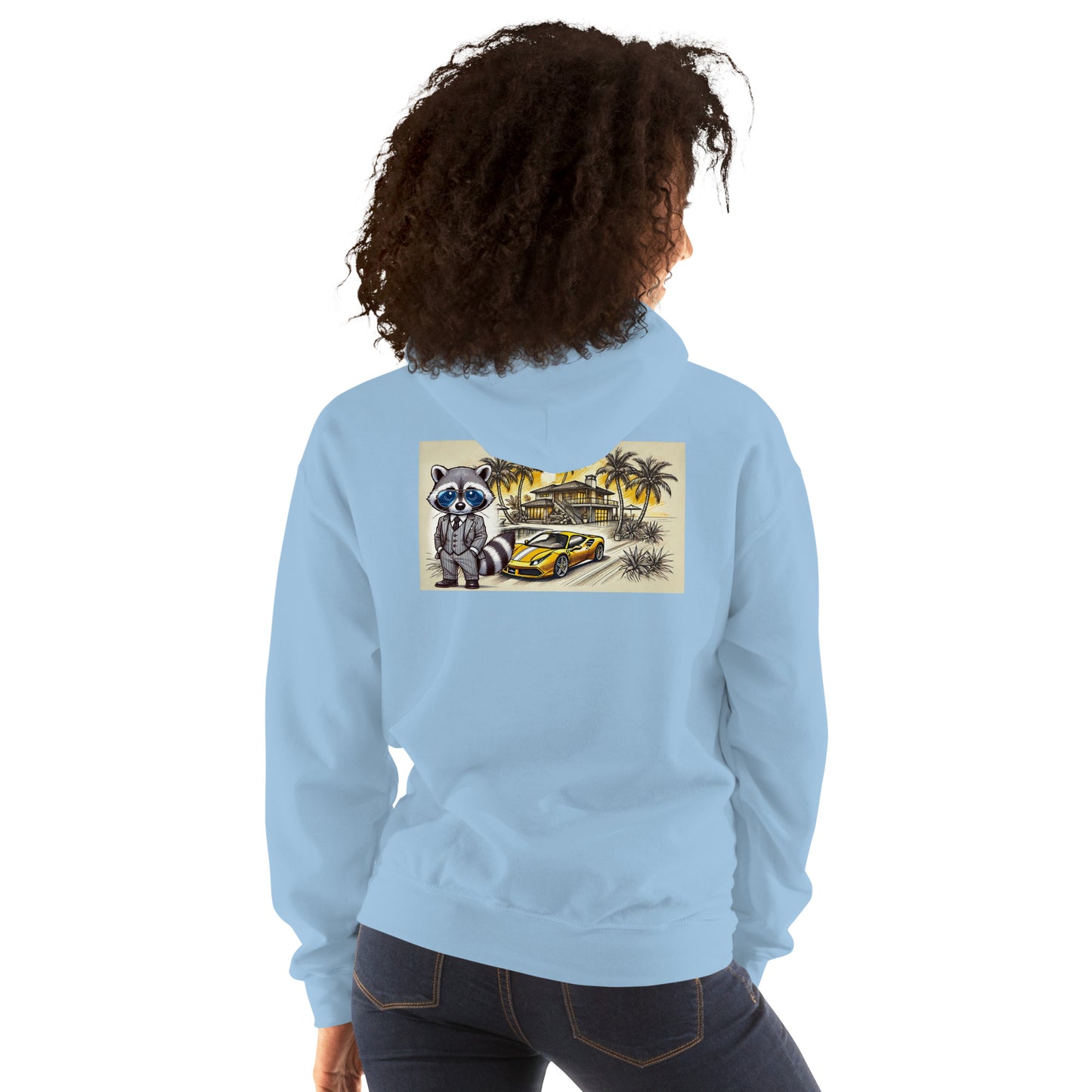 Kleur hoodie met print op de achterkant "488 in Summer"