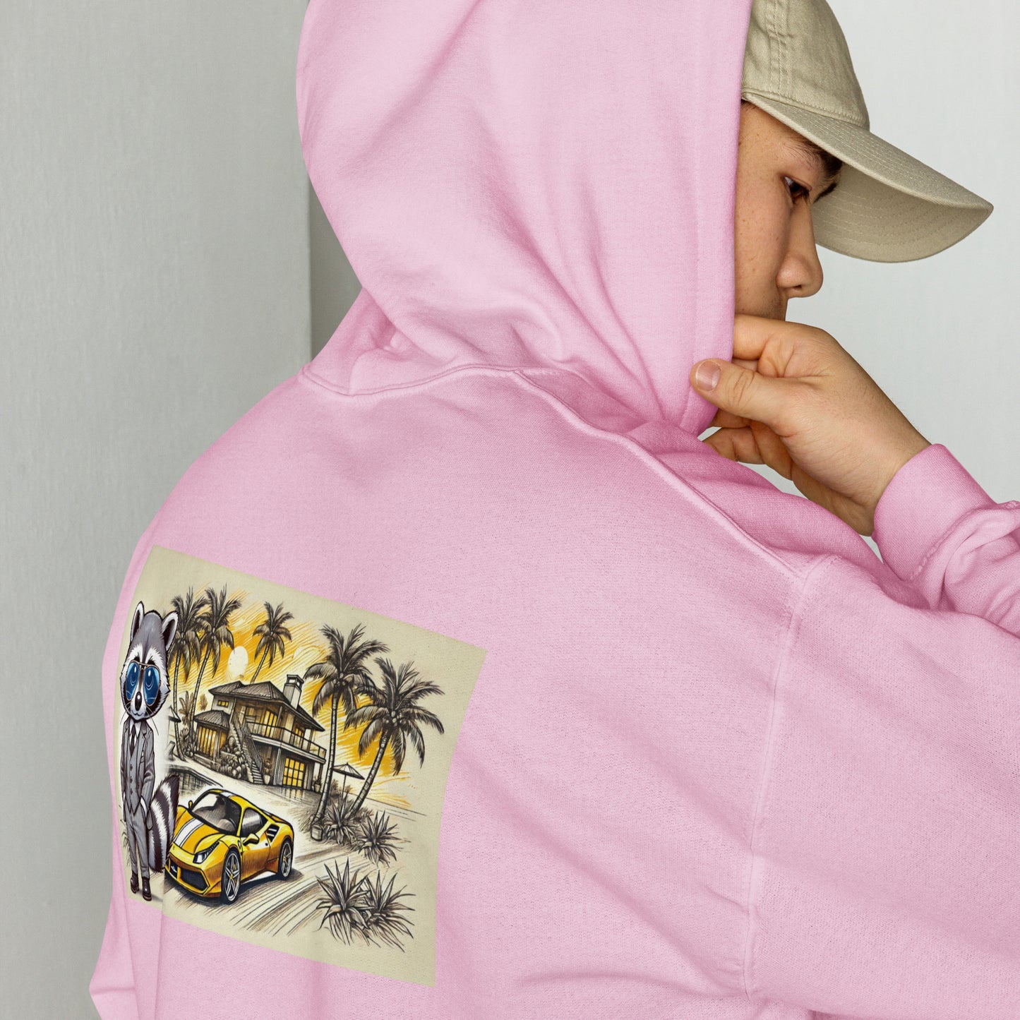 Kleur hoodie met print op de achterkant "488 in Summer"