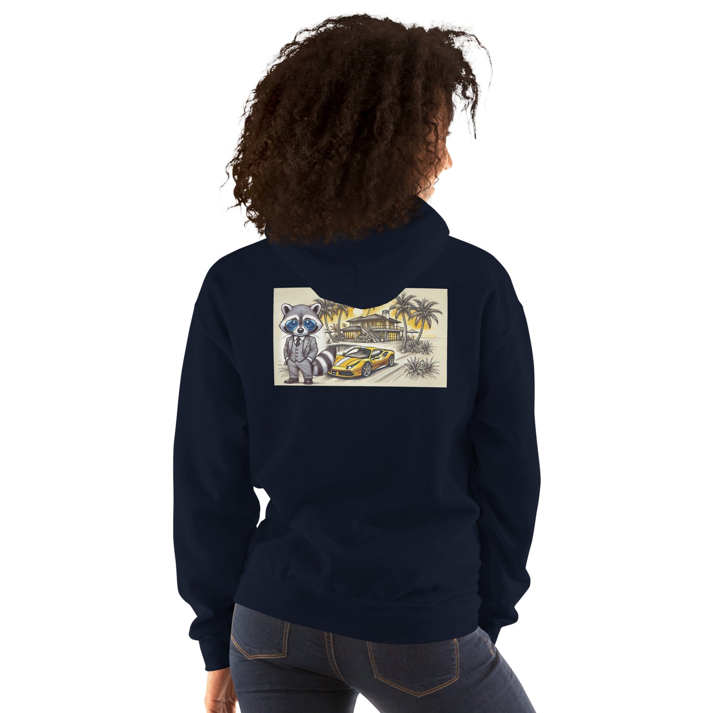 Kleur hoodie met print op de achterkant "488 in Summer"