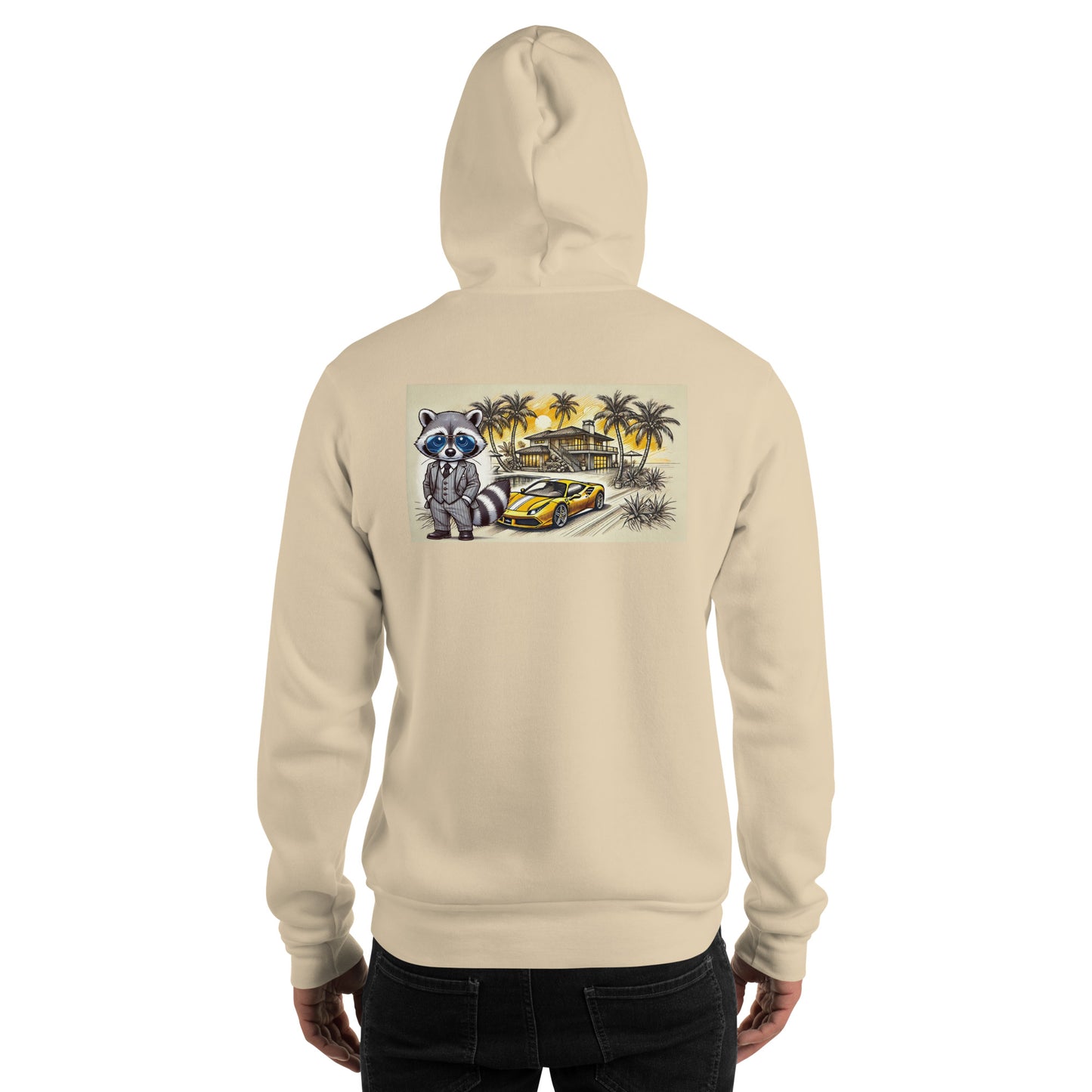 Kleur hoodie met print op de achterkant "488 in Summer"